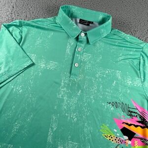 Sunday Swagger Men's Polo Shirt XL Green Floral Toucan‎ Golf Performance